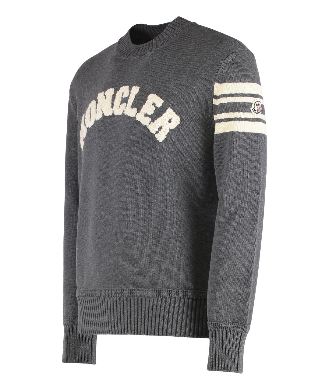 MONCLER Серый хлопковый джемпер / свитер, фото 3