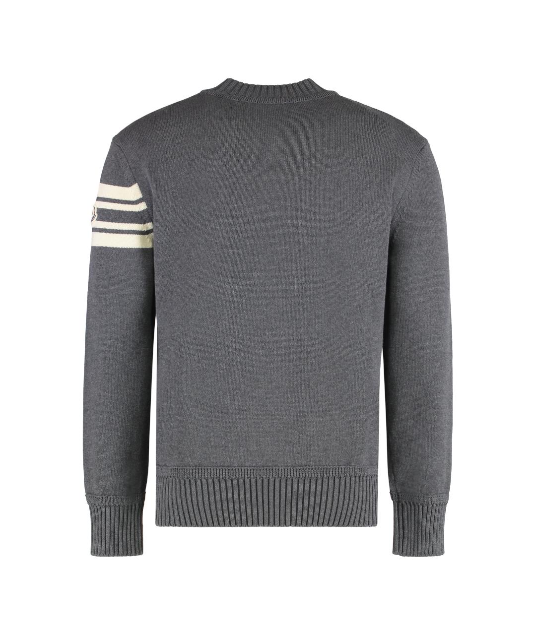 MONCLER Серый хлопковый джемпер / свитер, фото 2