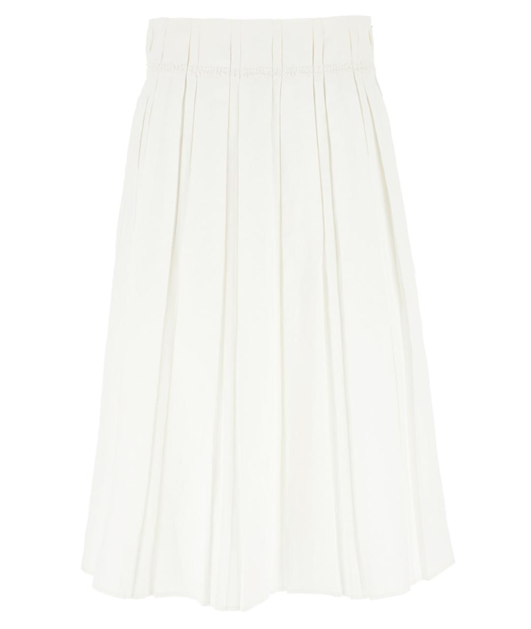JIL SANDER Белая льняная юбка миди, фото 1