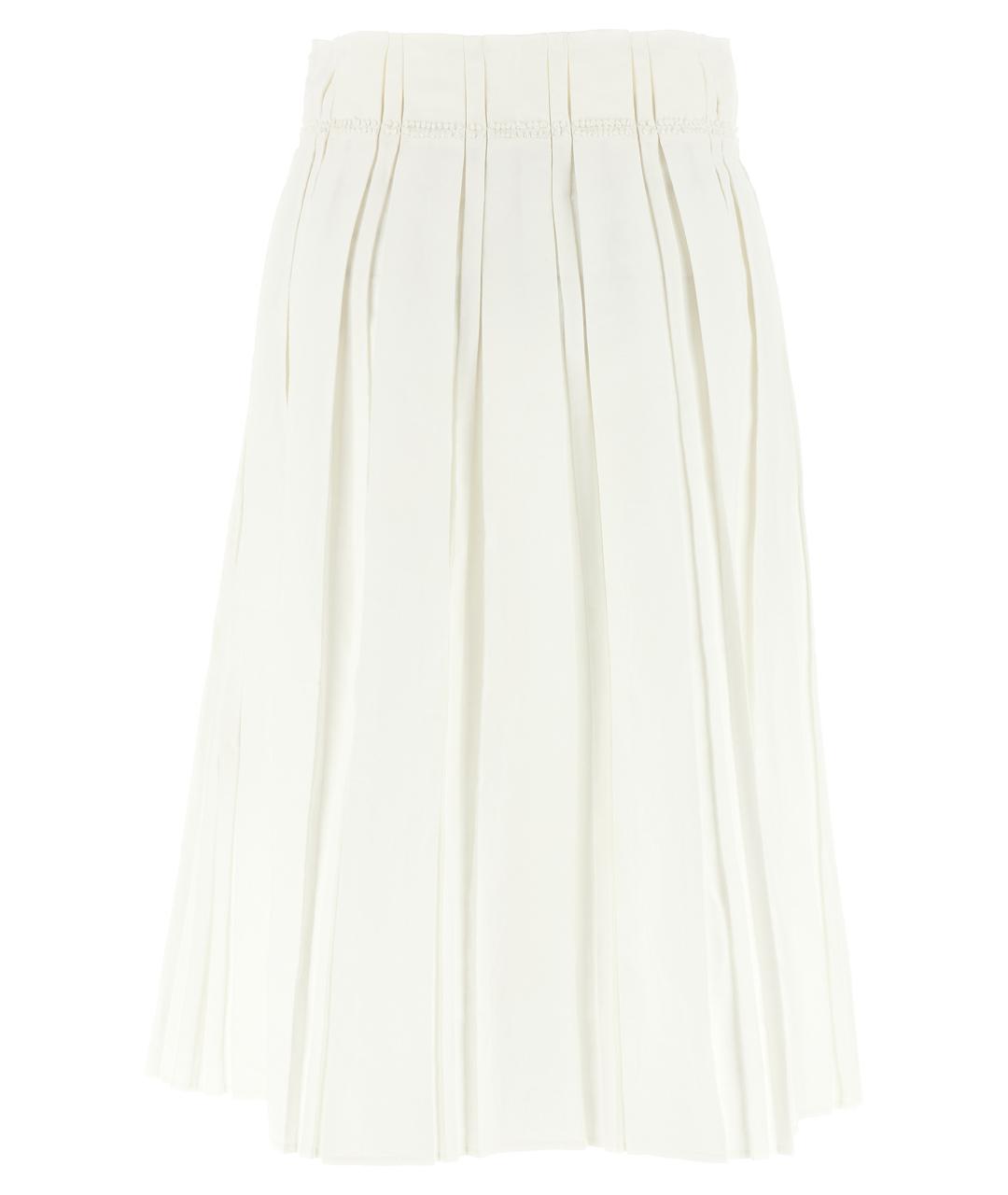 JIL SANDER Белая льняная юбка миди, фото 2
