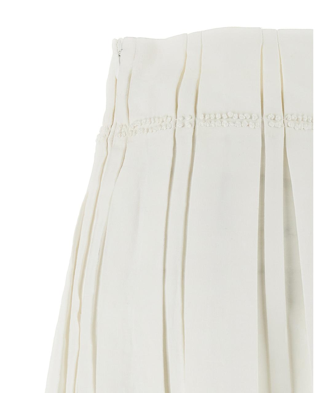 JIL SANDER Белая льняная юбка миди, фото 4
