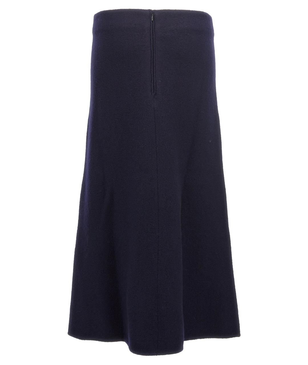 JIL SANDER Темно-синяя шерстяная юбка макси, фото 2