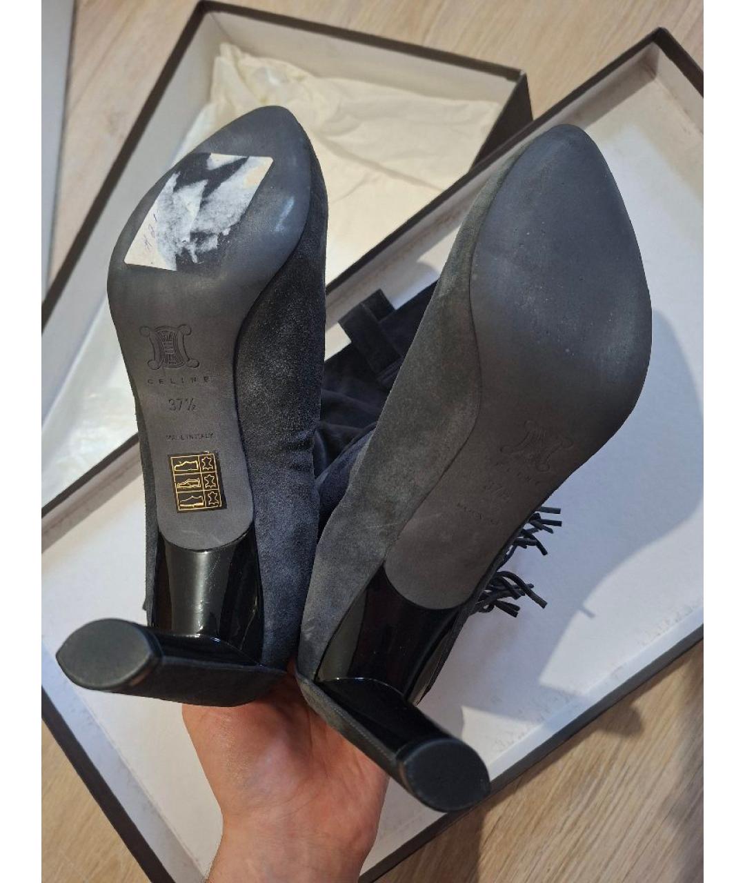 CELINE Антрацитовые замшевые сапоги, фото 4