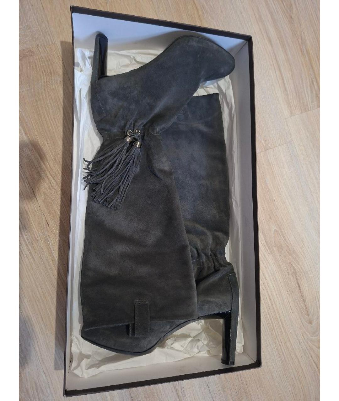 CELINE Антрацитовые замшевые сапоги, фото 8