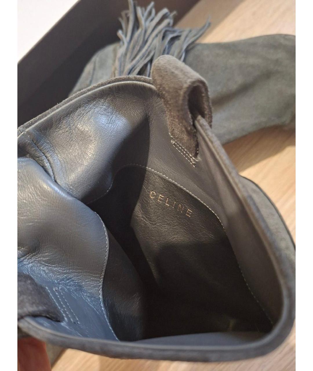 CELINE Антрацитовые замшевые сапоги, фото 6