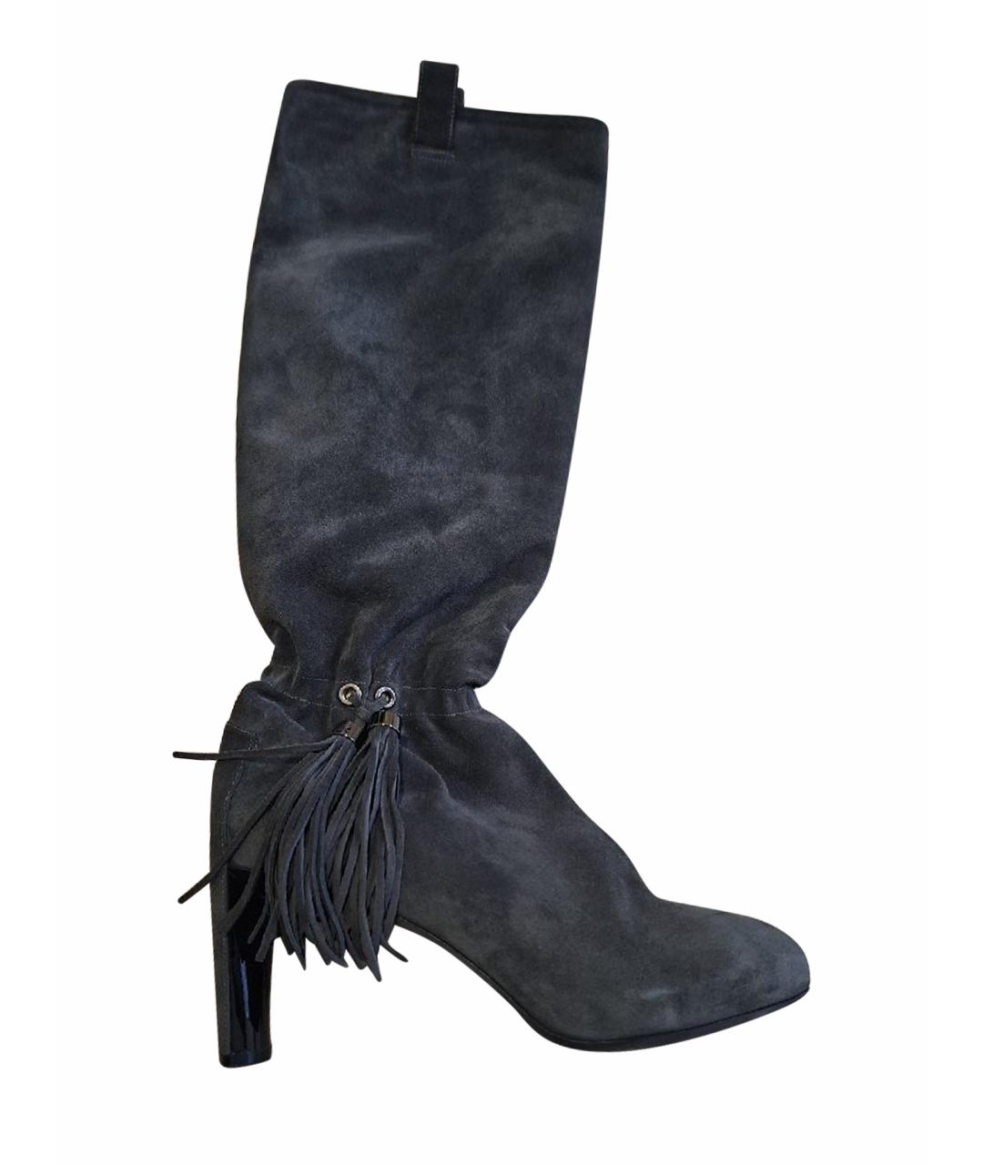 CELINE Антрацитовые замшевые сапоги, фото 1