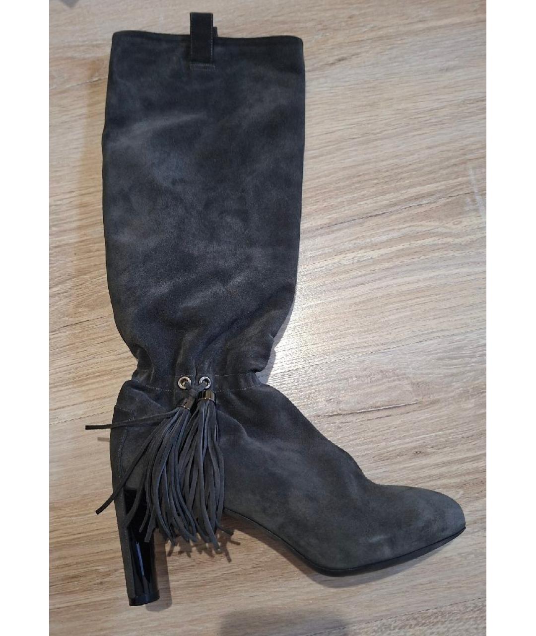 CELINE Антрацитовые замшевые сапоги, фото 10