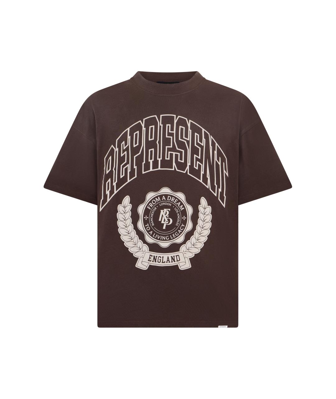 REPRESENT Коричневая хлопковая футболка, фото 1