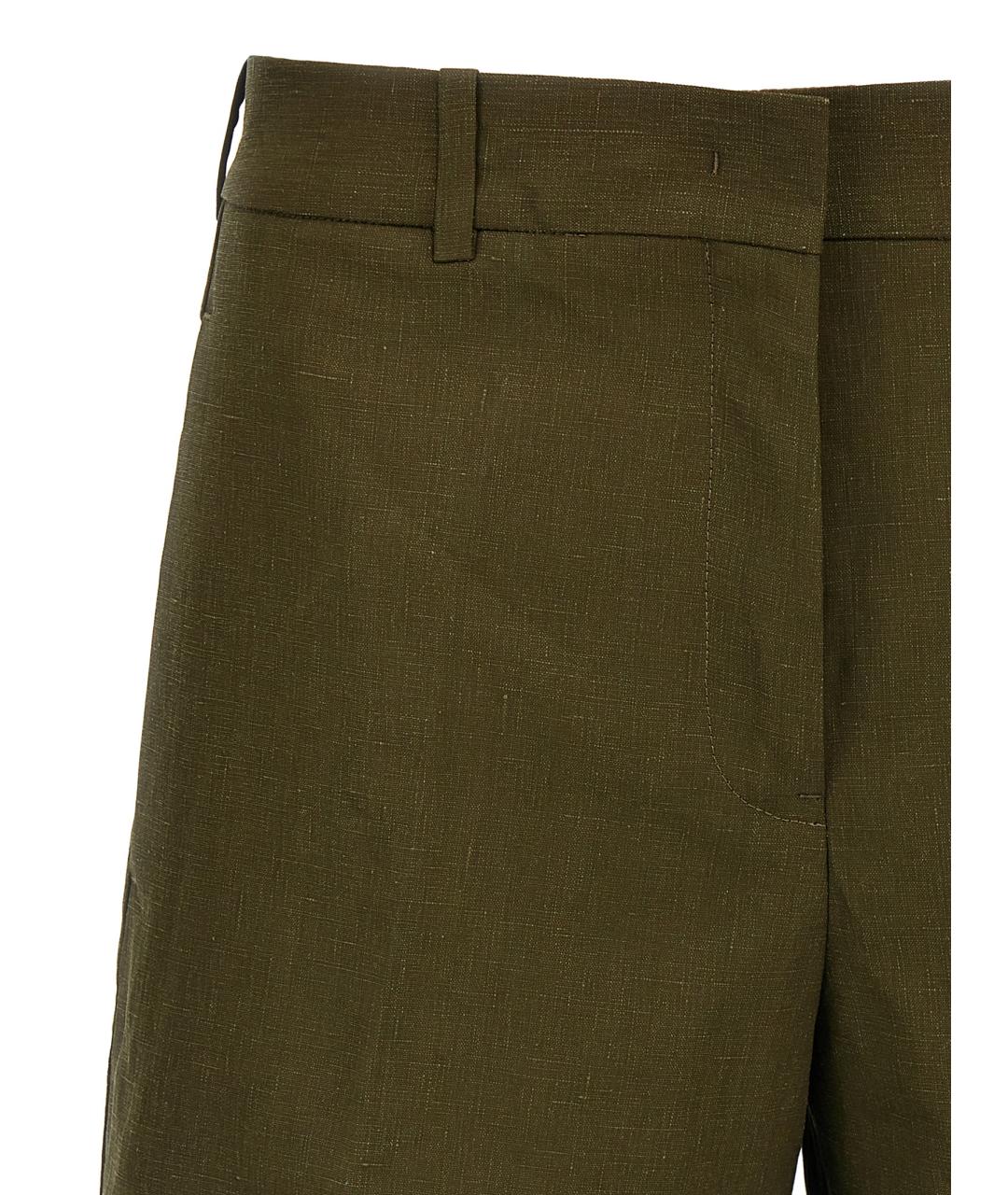 JIL SANDER Зеленые льняные шорты, фото 3