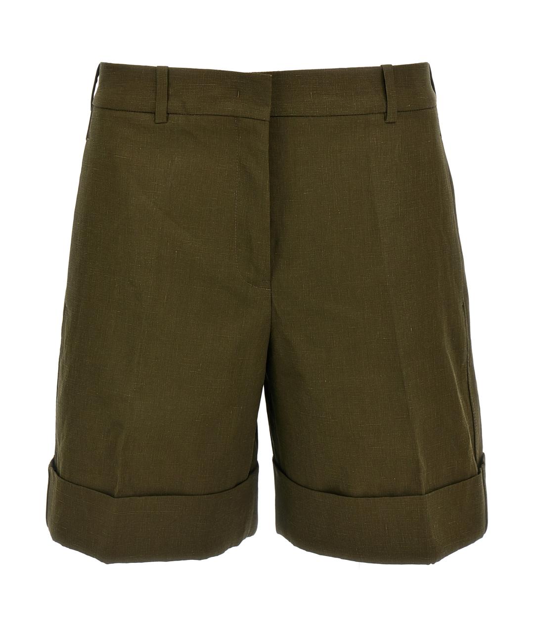 JIL SANDER Зеленые льняные шорты, фото 1