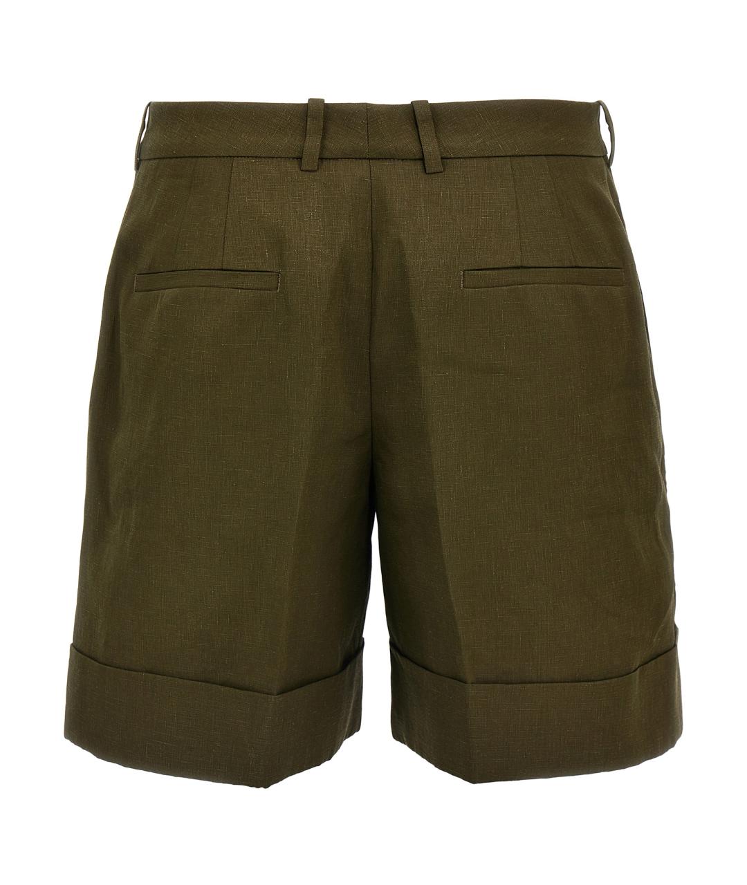 JIL SANDER Зеленые льняные шорты, фото 2