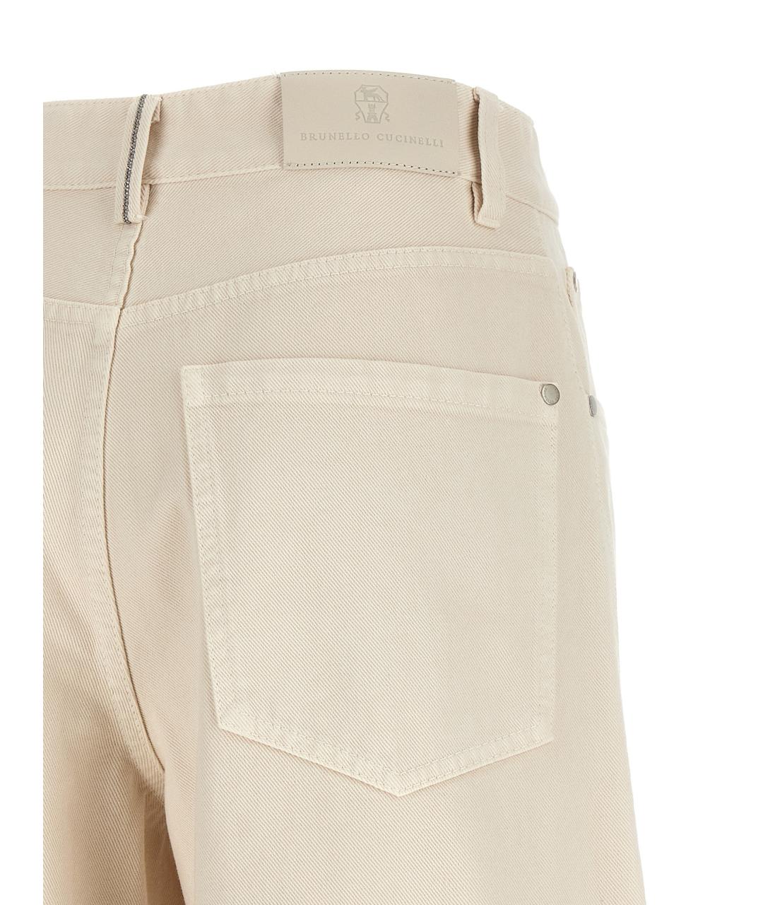 BRUNELLO CUCINELLI Бежевые хлопковые прямые джинсы, фото 4