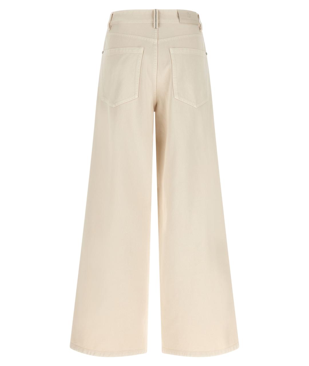 BRUNELLO CUCINELLI Бежевые хлопковые прямые джинсы, фото 2