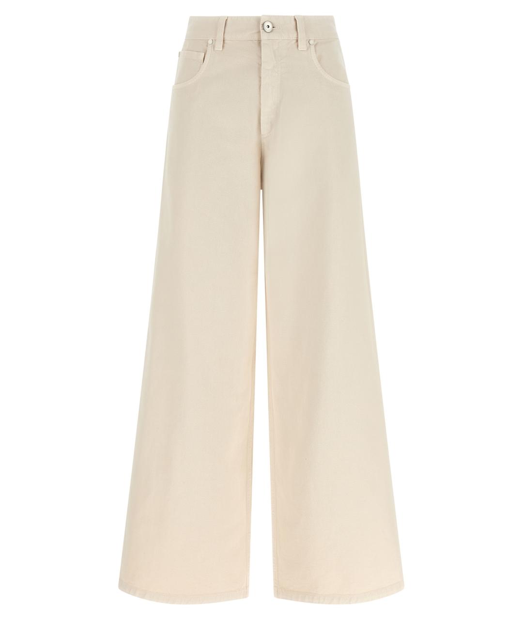 BRUNELLO CUCINELLI Бежевые хлопковые прямые джинсы, фото 1