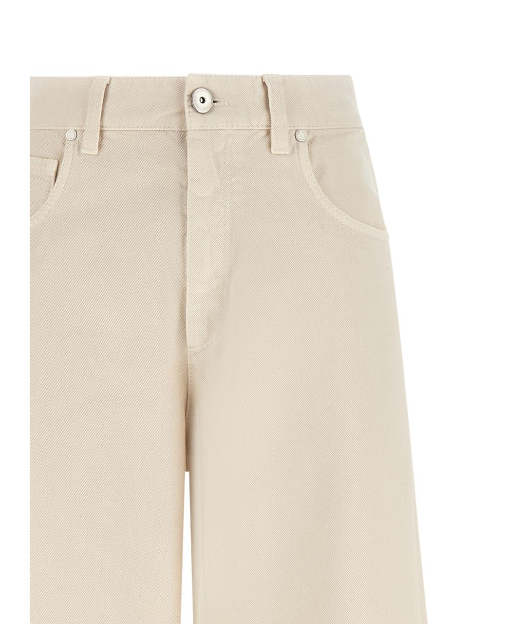 BRUNELLO CUCINELLI Бежевые хлопковые прямые джинсы, фото 3