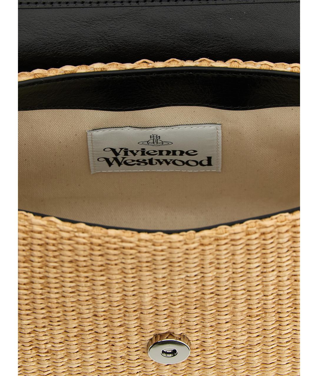 VIVIENNE WESTWOOD Бежевая пелетеная сумка через плечо, фото 4