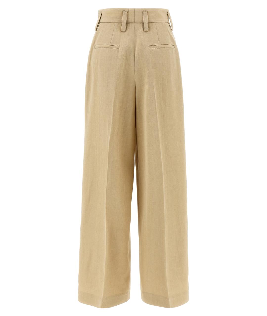 JIL SANDER Бежевые вискозные брюки широкие, фото 2