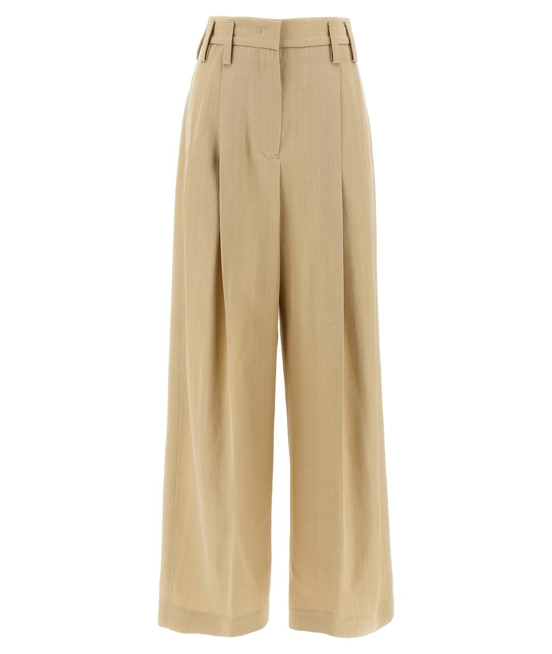JIL SANDER Бежевые вискозные брюки широкие, фото 1