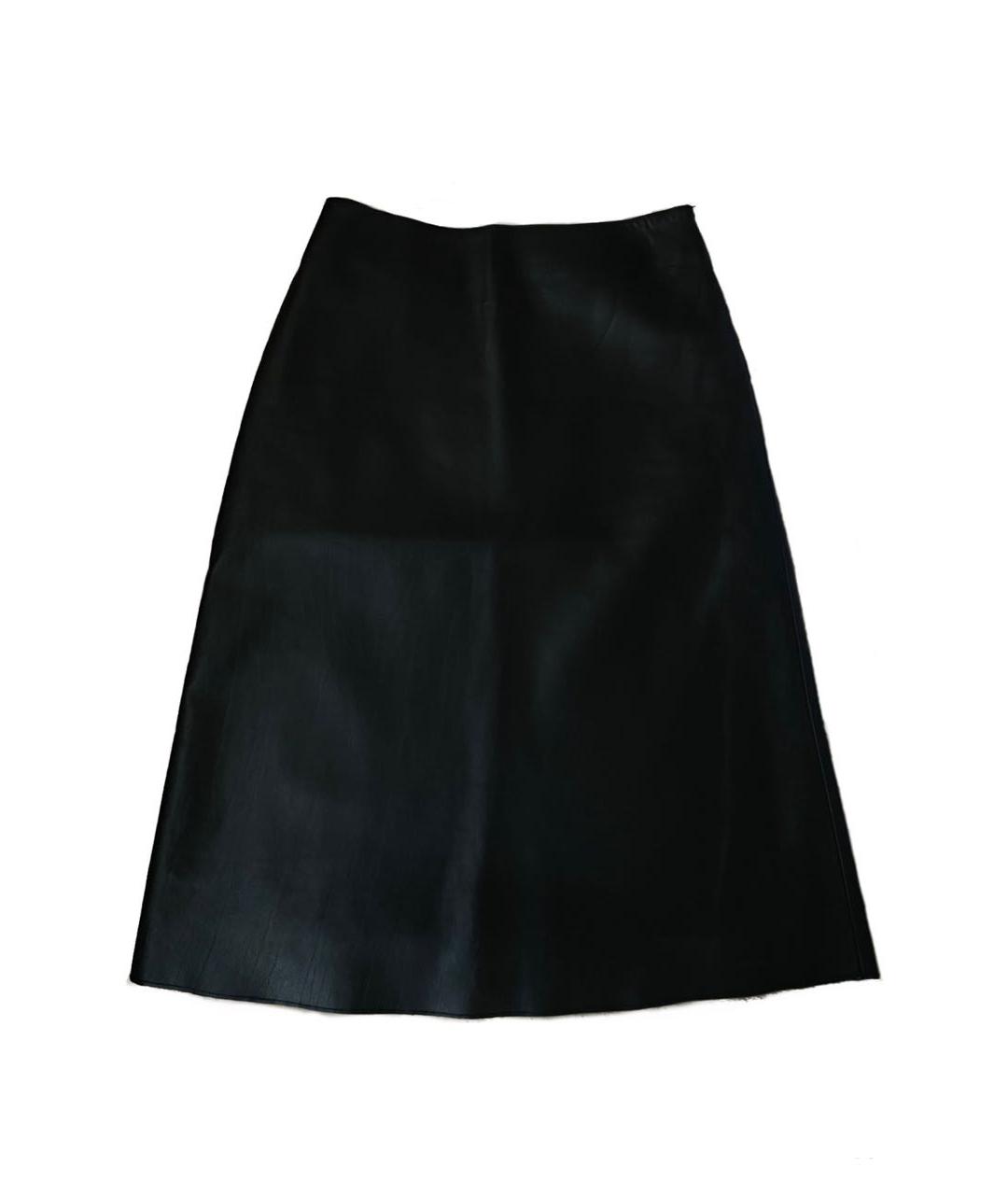 PRADA Черная кожаная юбка миди, фото 8