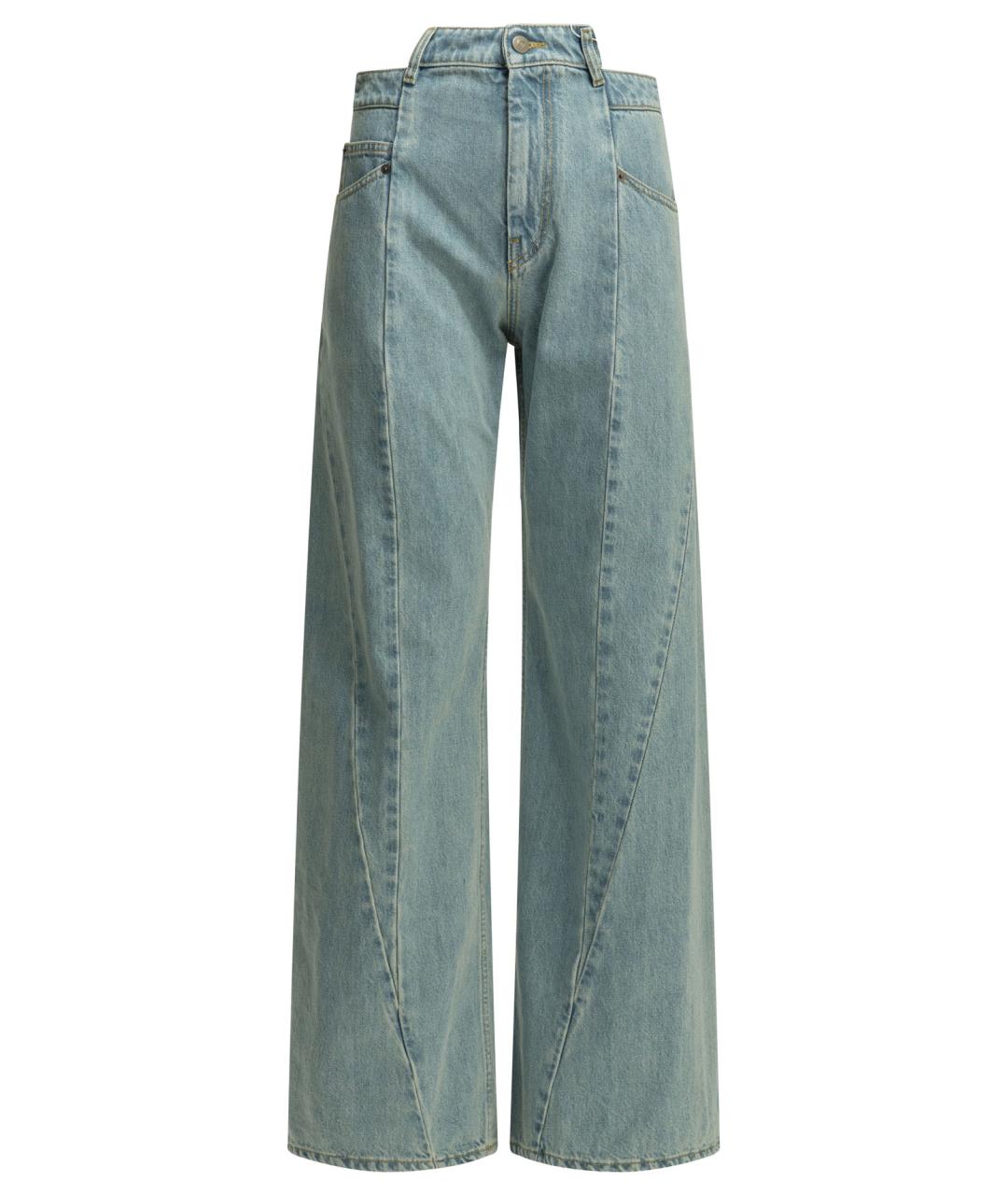 MAISON MARGIELA Голубые хлопковые прямые джинсы, фото 1