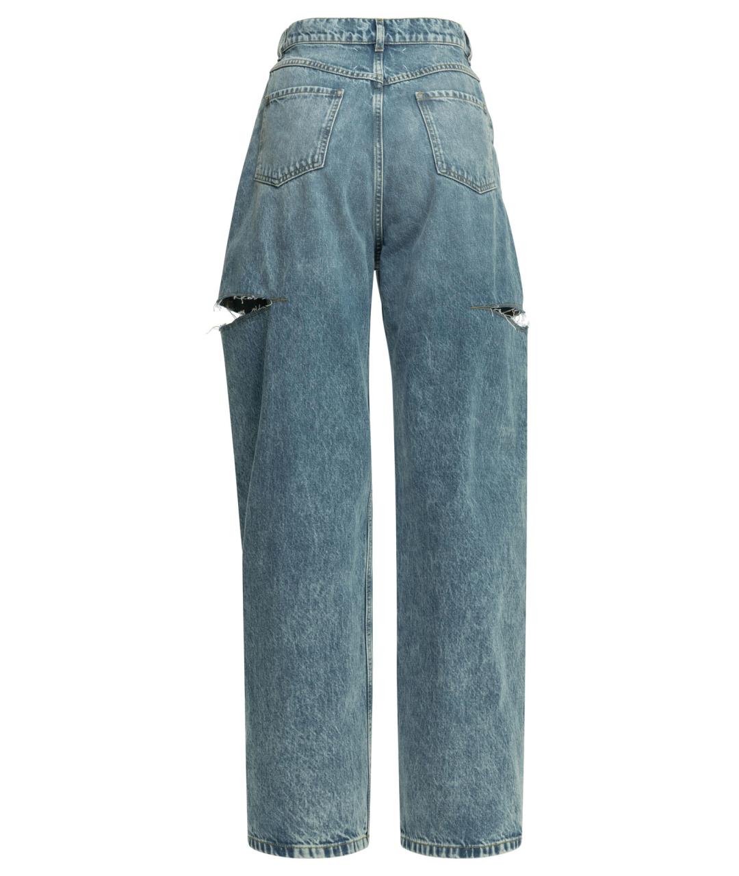 MAISON MARGIELA Голубые хлопковые прямые джинсы, фото 2