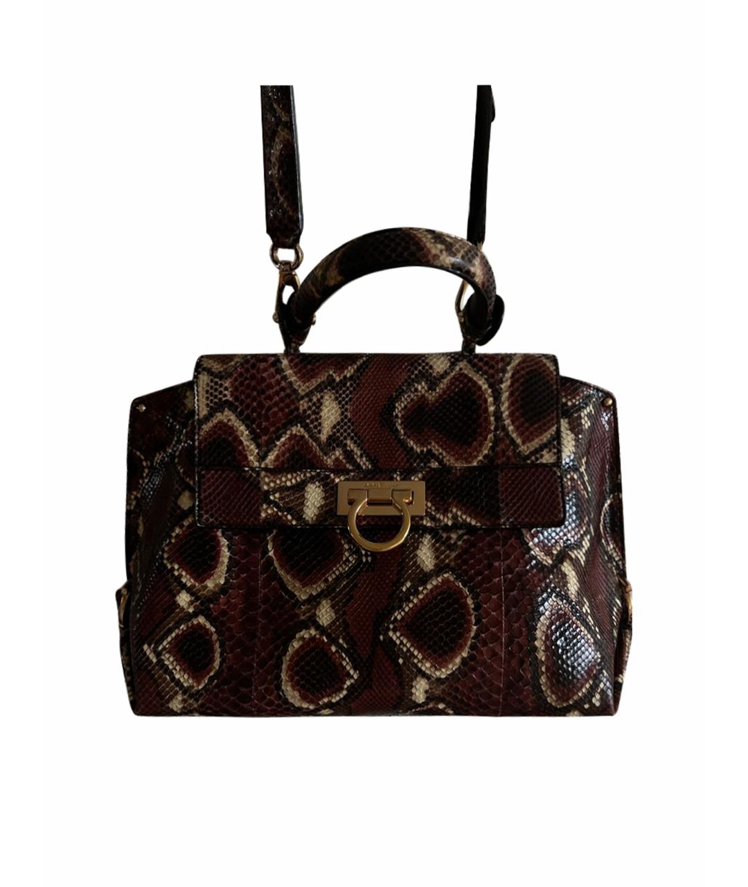 SALVATORE FERRAGAMO Бордовая сумка тоут из экзотической кожи, фото 1