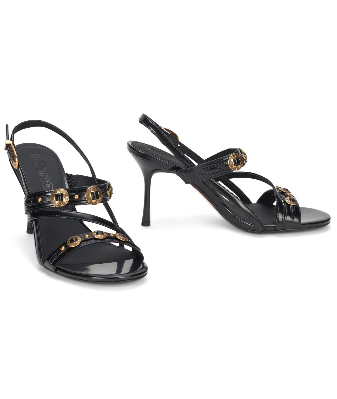 PINKO Черные кожаные босоножки, фото 3