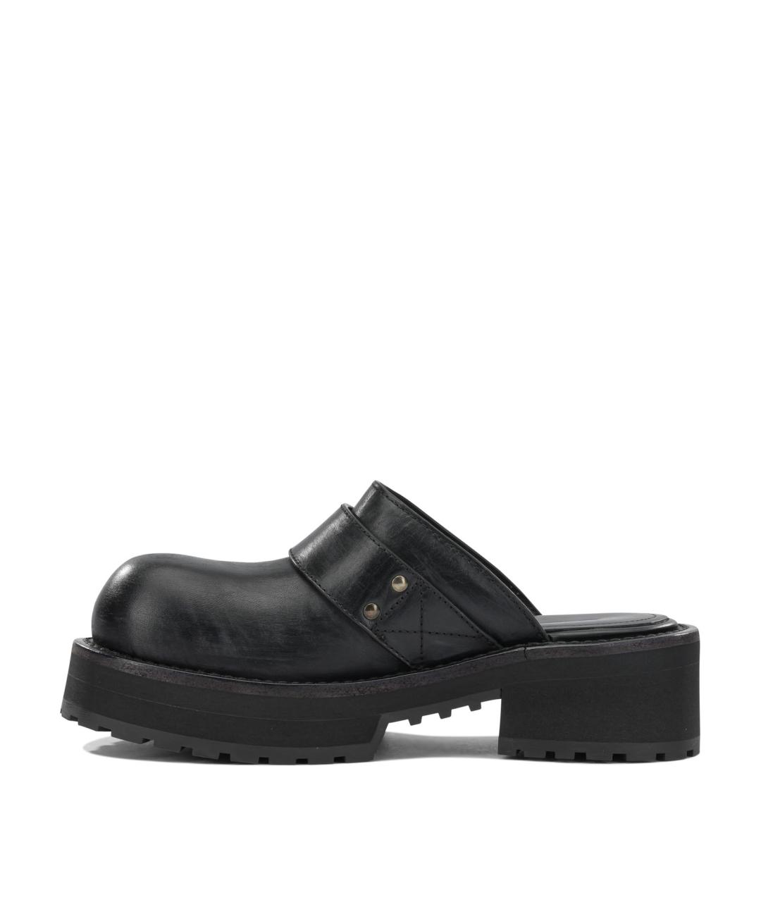 BALENCIAGA Черные кожаные мюли, фото 3