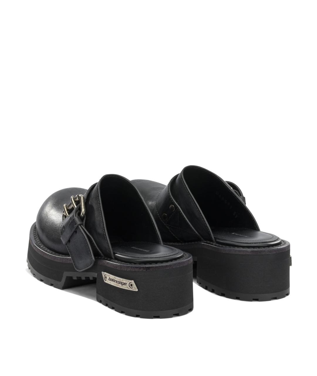 BALENCIAGA Черные кожаные мюли, фото 4