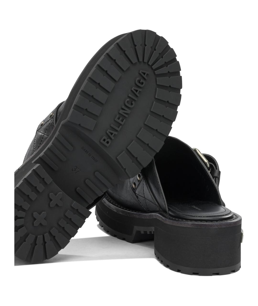 BALENCIAGA Черные кожаные мюли, фото 5