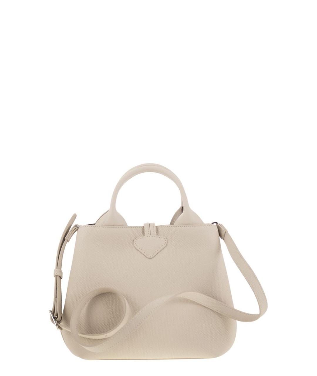 LONGCHAMP Бежевая кожаная сумка с короткими ручками, фото 2