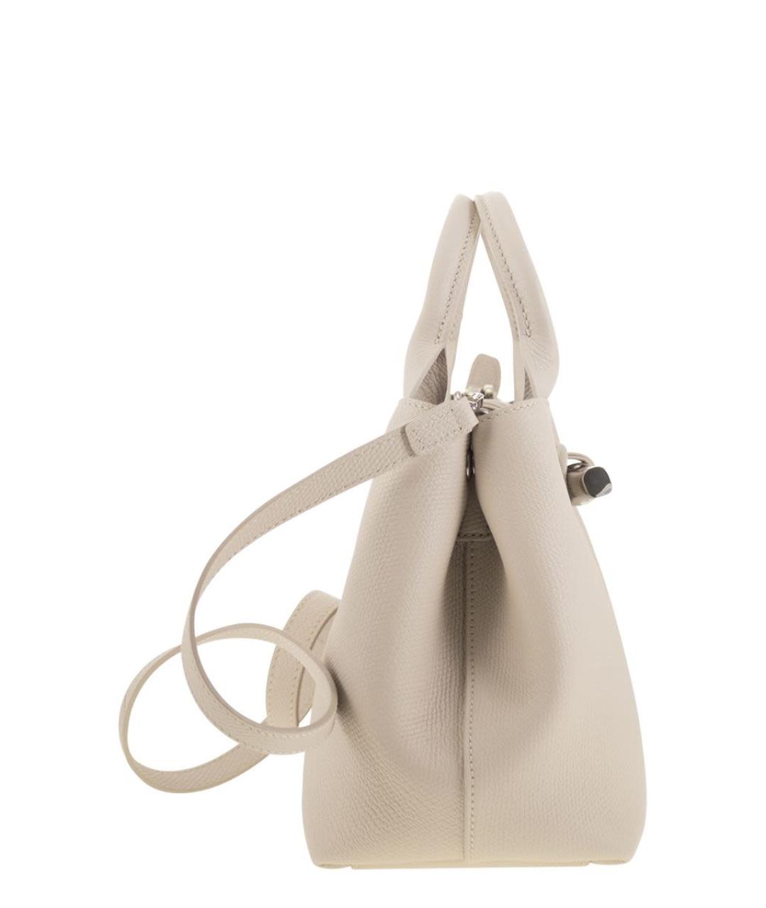 LONGCHAMP Бежевая кожаная сумка с короткими ручками, фото 3