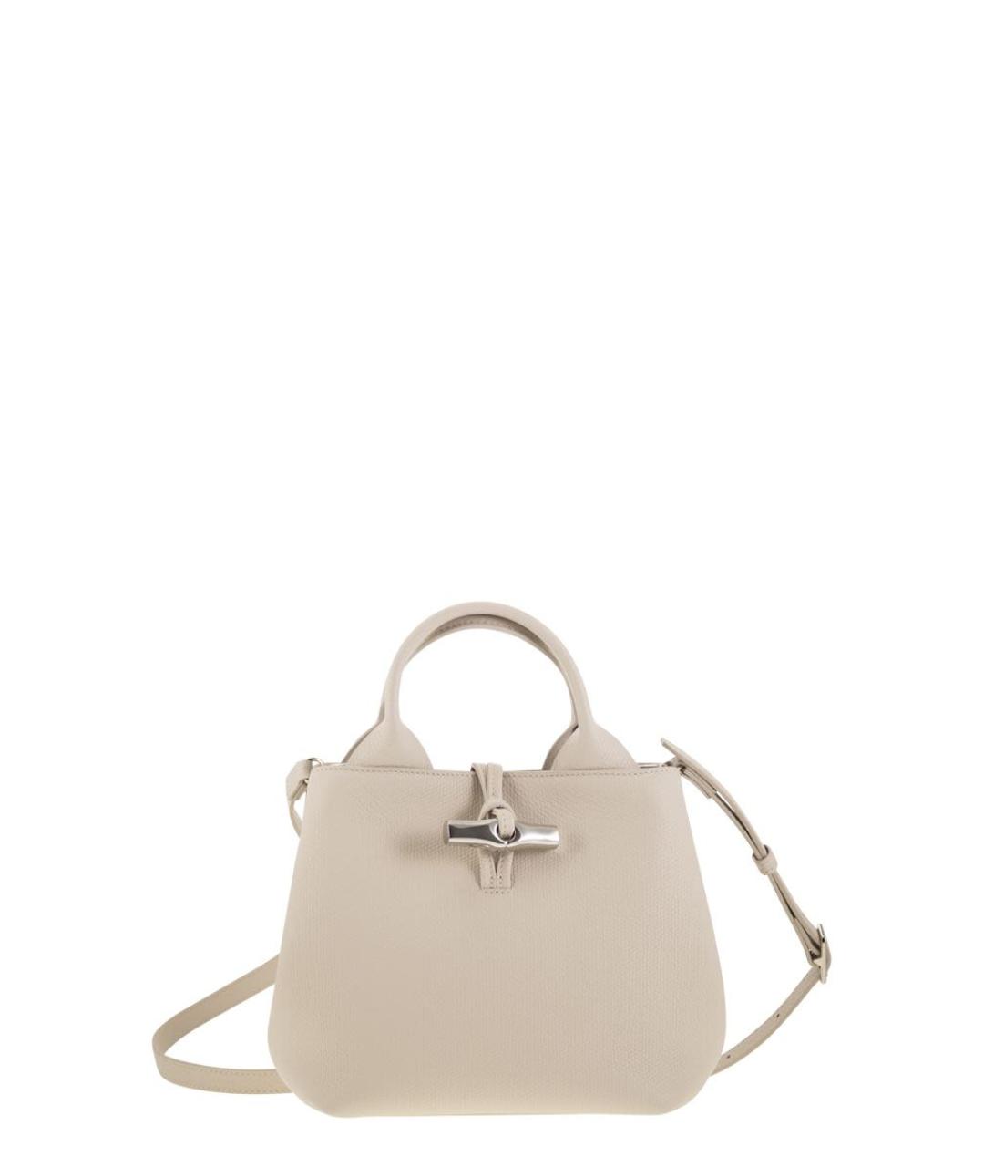 LONGCHAMP Бежевая кожаная сумка с короткими ручками, фото 1