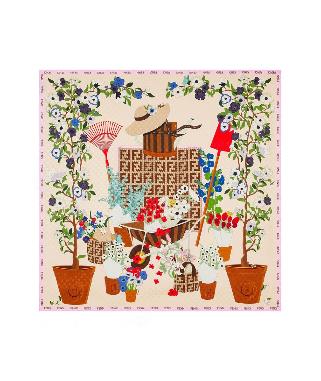 FENDI Мульти шелковый шарф, фото 2