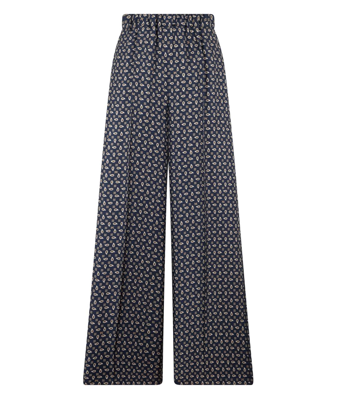 MAX MARA Синие шелковые прямые брюки, фото 1