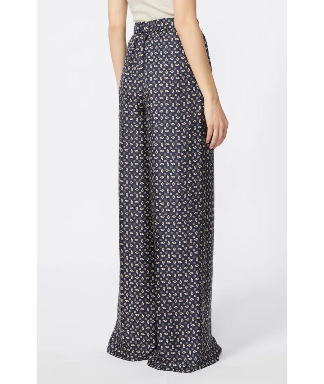 MAX MARA Синие шелковые прямые брюки, фото 3