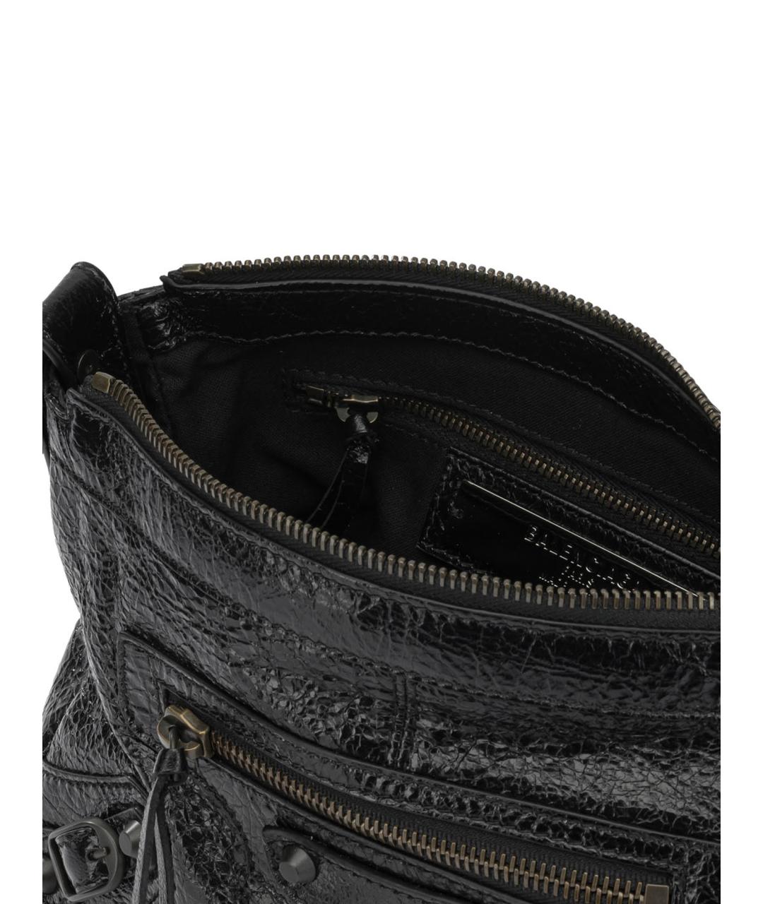 BALENCIAGA Черная кожаная сумка через плечо, фото 5