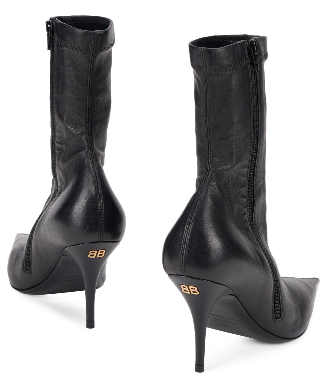 BALENCIAGA Черные кожаные ботильоны, фото 4