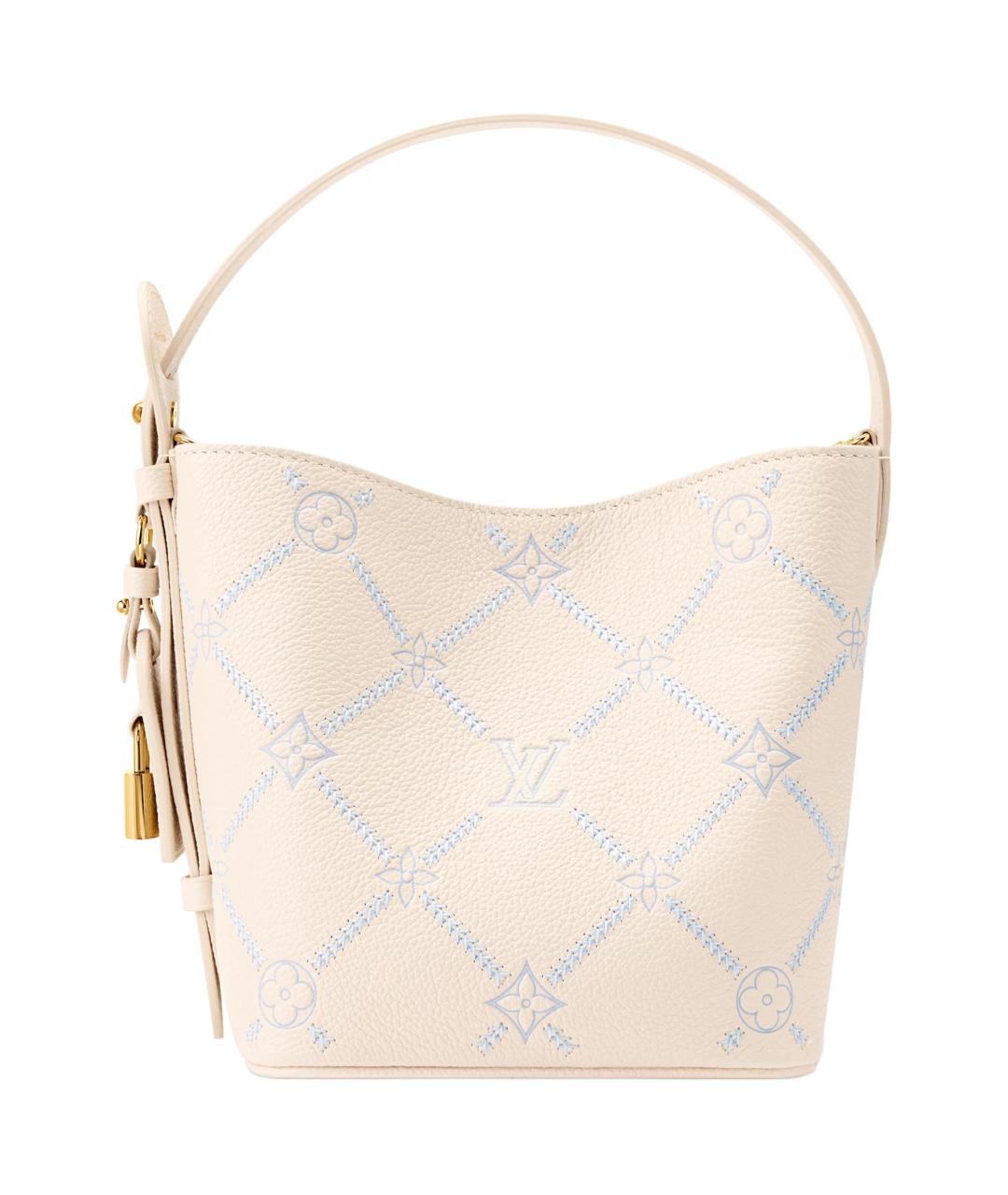 LOUIS VUITTON Бежевая кожаная сумка через плечо, фото 4