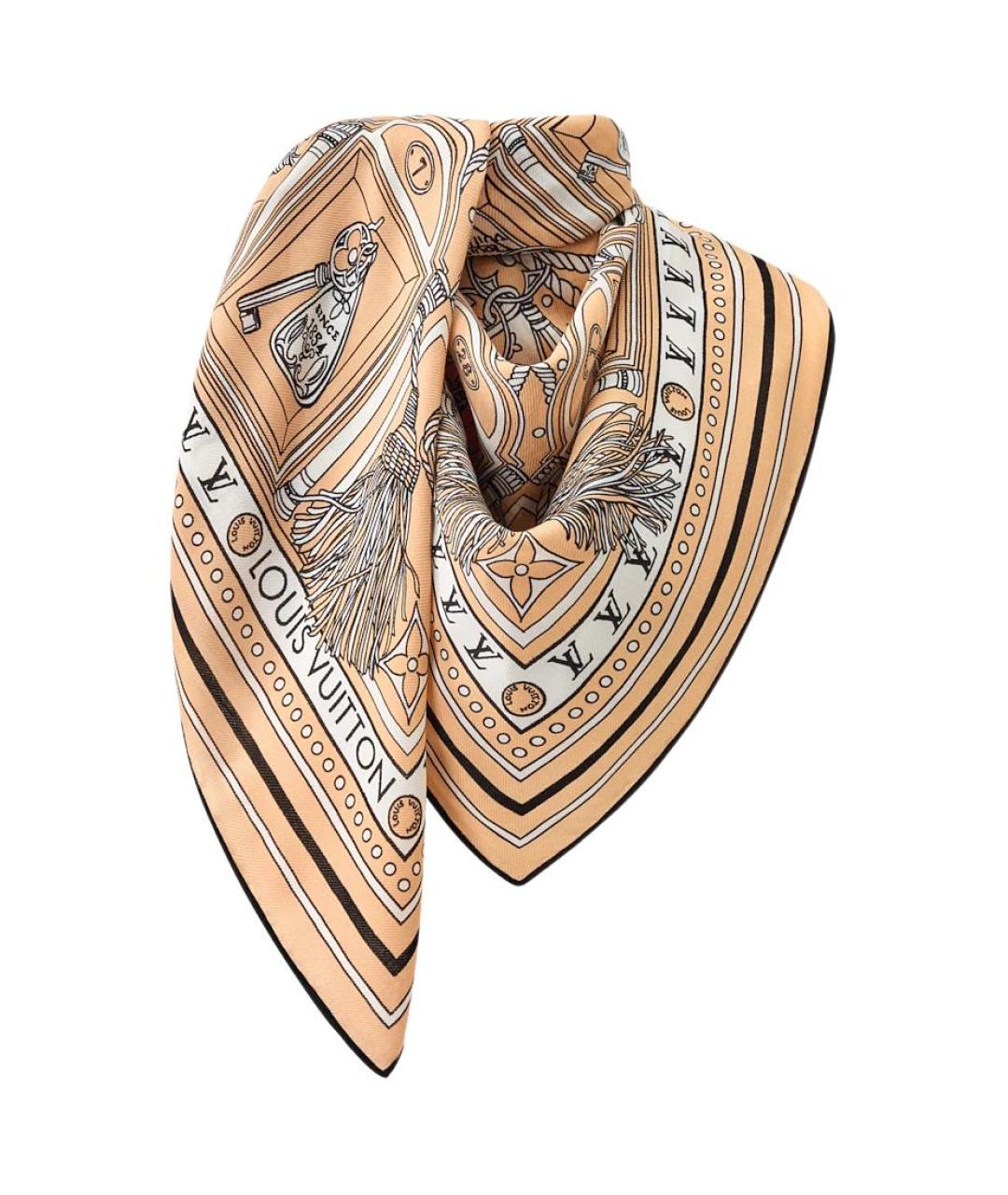 LOUIS VUITTON Коричневый шерстяной платок, фото 2