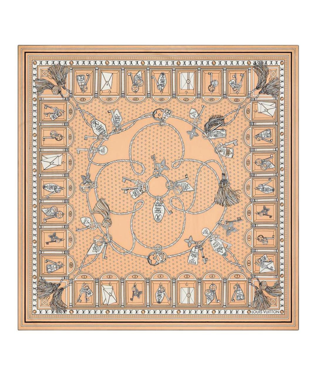 LOUIS VUITTON Коричневый шерстяной платок, фото 1