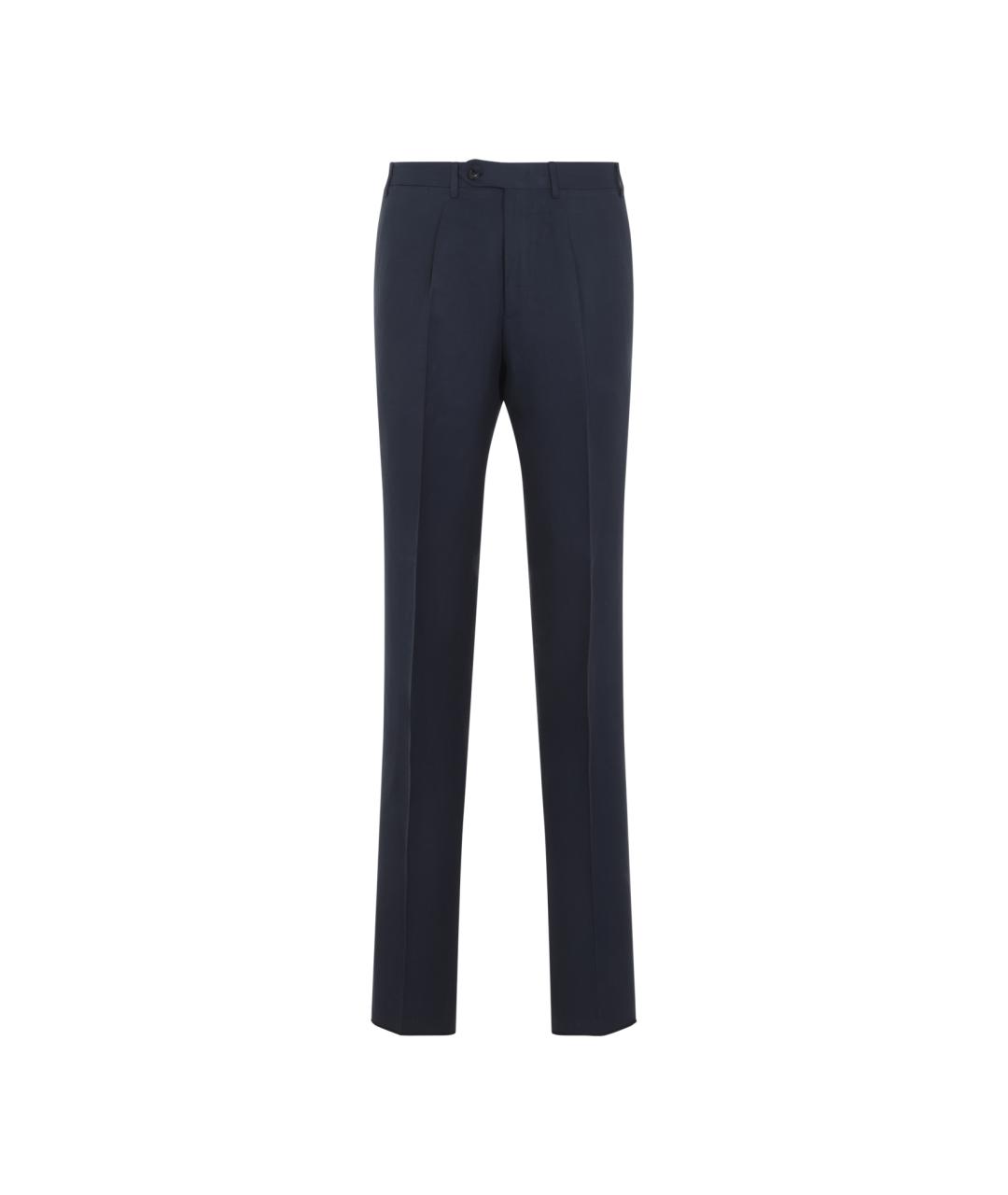 CANALI Темно-синие льняные классические брюки, фото 1
