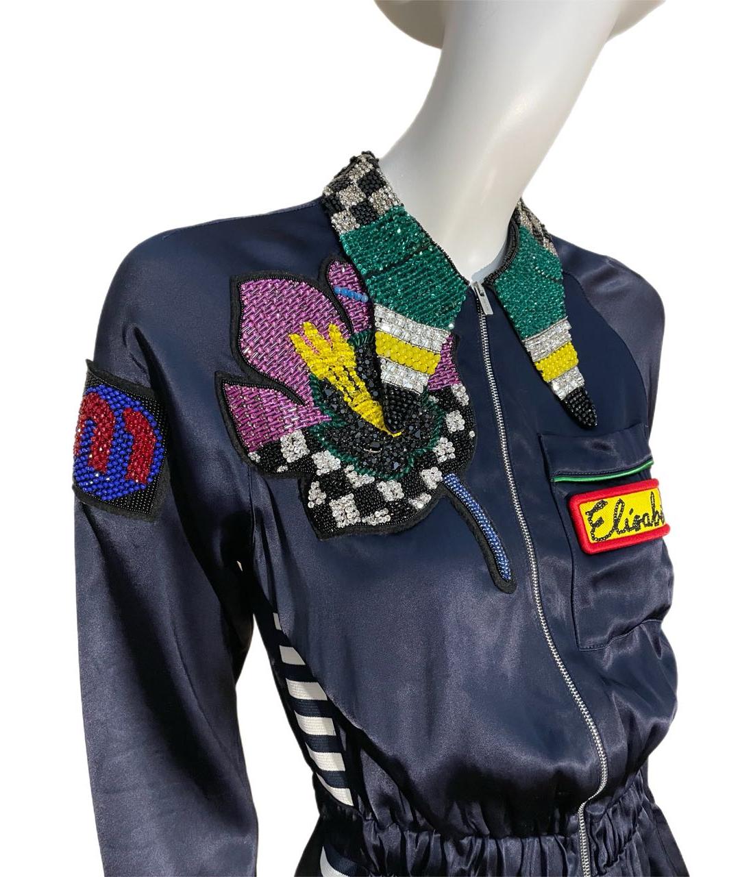 MIU MIU Темно-синий вискозный комбинезон, фото 3