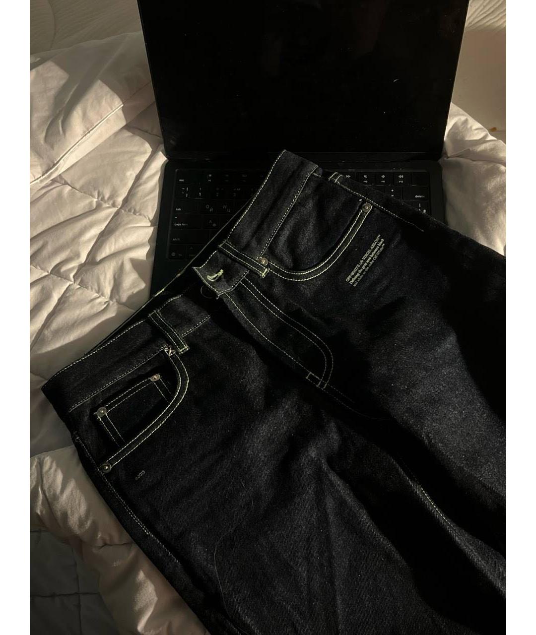OFF-WHITE Темно-синие хлопковые прямые джинсы, фото 5