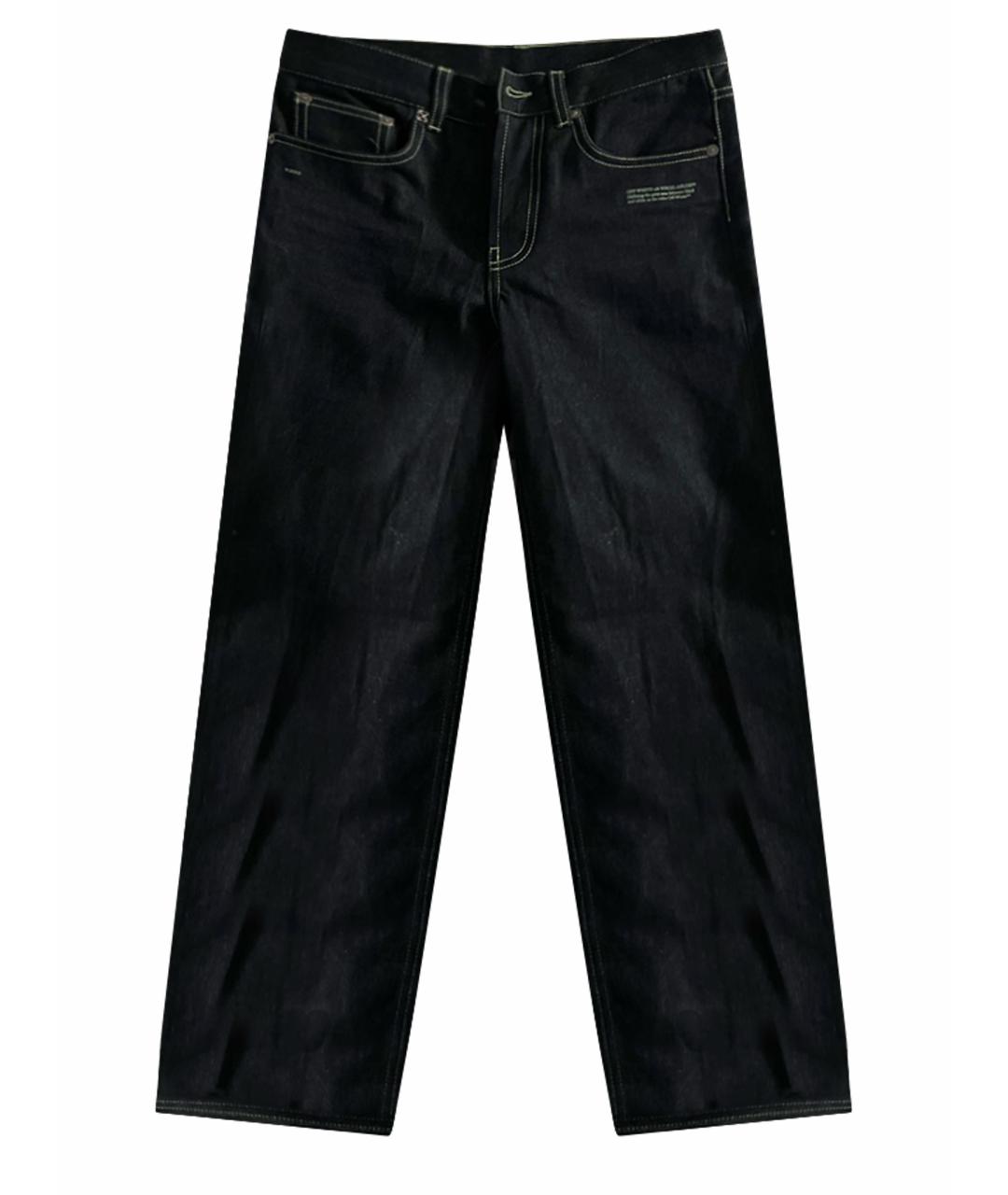 OFF-WHITE Темно-синие хлопковые прямые джинсы, фото 1