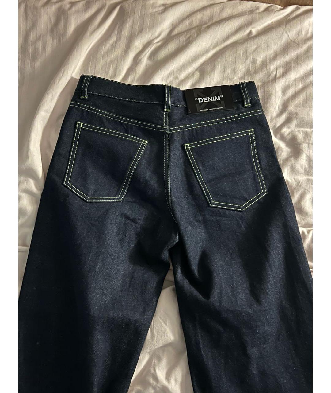 OFF-WHITE Темно-синие хлопковые прямые джинсы, фото 2