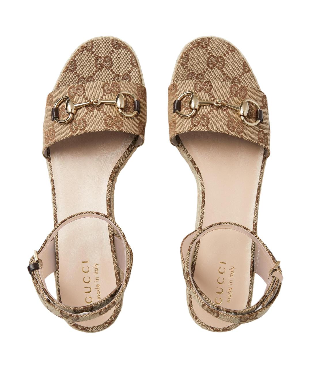 GUCCI Бежевые босоножки, фото 4