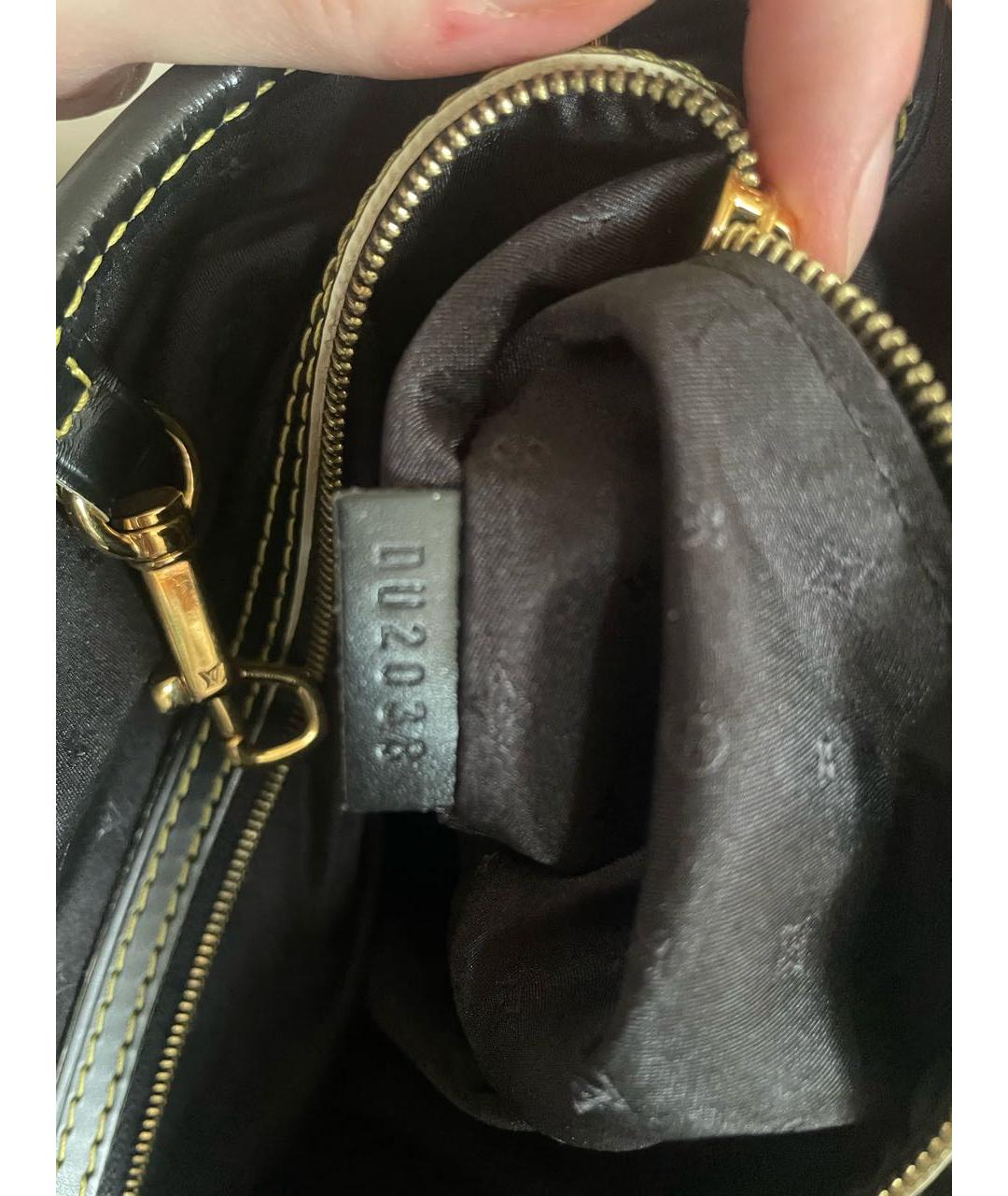 LOUIS VUITTON Черная кожаная сумка с короткими ручками, фото 4