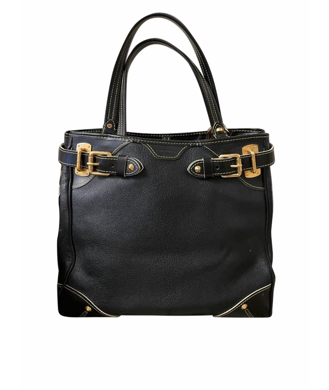 LOUIS VUITTON Черная кожаная сумка с короткими ручками, фото 1