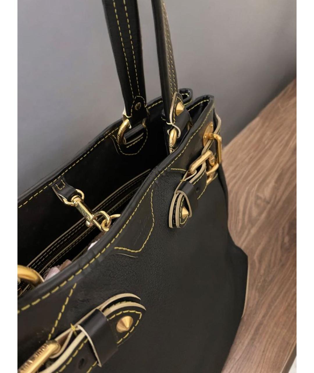 LOUIS VUITTON Черная кожаная сумка с короткими ручками, фото 2